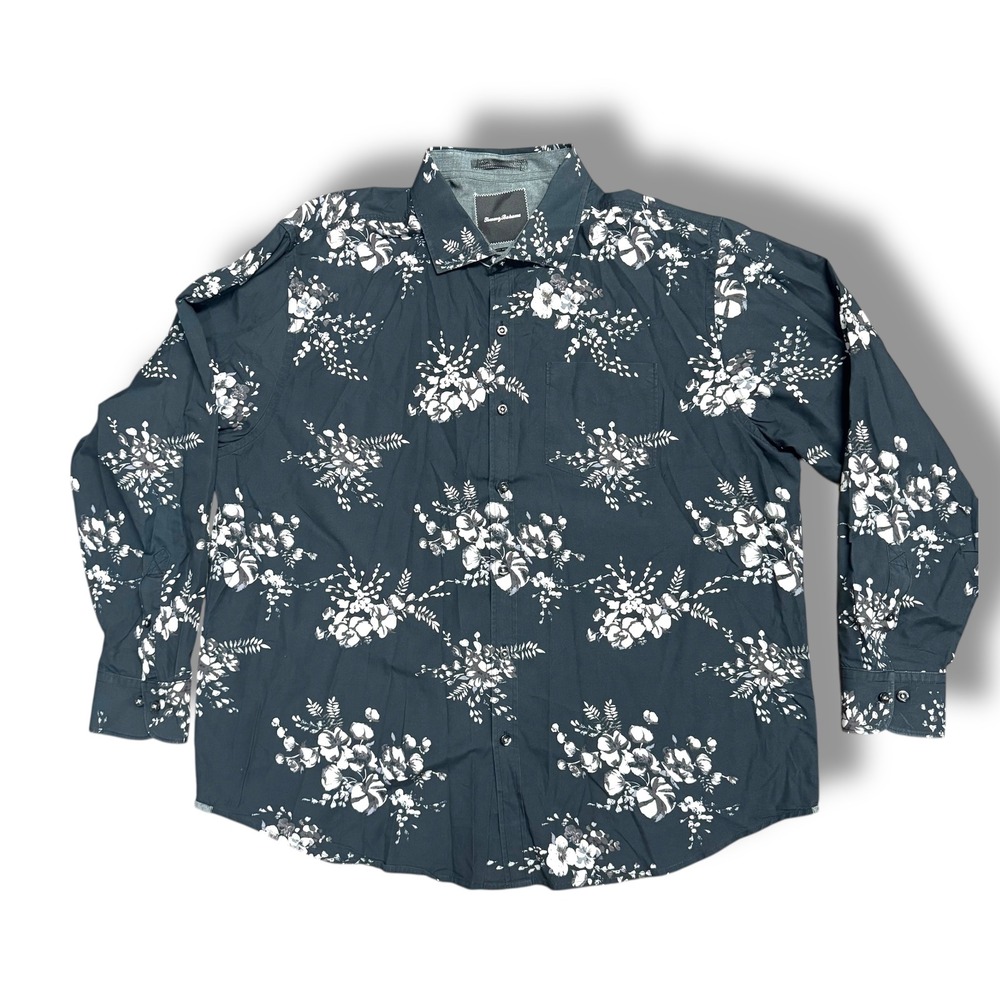 Tommy Bahama Island Modern Fit Floral Cotton Shirt Navy White XLX Relaxed Casual